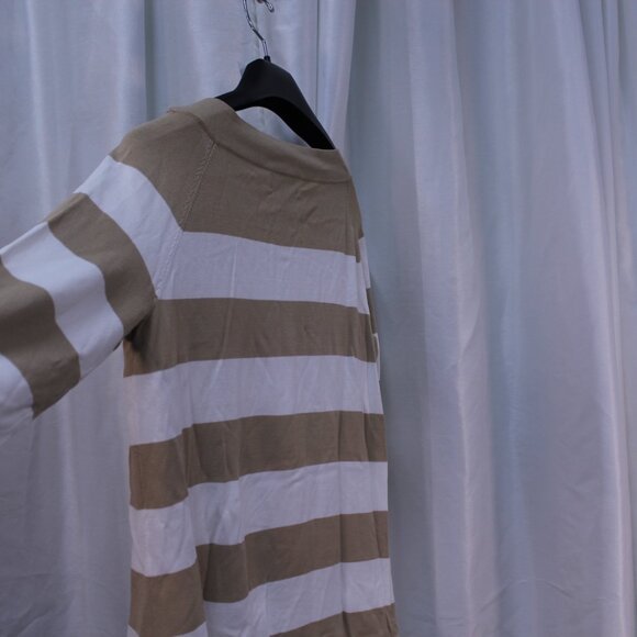 Jones New York Beige and White Striped Long Sleeve Top - Picture 11 of 11
